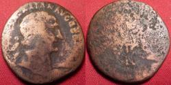 Ancient Coins - TRAJAN AE as. Early issue, 98-99 AD. Victoria advancing left, holding shield.