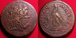 Ancient Coins - PTOLEMY III EUERGETES 35mm triobol. Eagle standing, Chi-Ro between legs.
