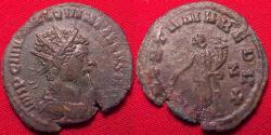 Ancient Coins - QUINTILLUS AE antoninianus. Rome, 270 AD. FORTUNA standing, holding rudder on globe & cornucopia