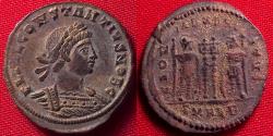 Ancient Coins - CONSTANTIUS II silvered AE3. Alexandria mint. GLORIA EXERCITUS, Soldiers & standards. Excellent portrait