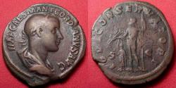 Ancient Coins - GORDIAN III AE sestertius. Rome, 238-239 AD. IOVI CONSERVATORI, Jupiter standing, mini Gordian III at his feet.