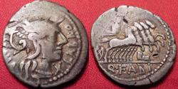 Ancient Coins - Q FABIUS LABEO AR silver denarius. Bust of Roma, Jupiter in quadriga, prow of ship below