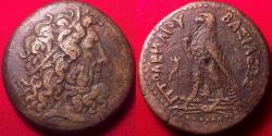 Ancient Coins - PTOLEMY III EUERGETES 34mm triobol. Eagle standing, Chi-Ro between legs.