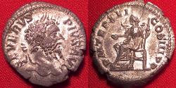 Ancient Coins - SEPTIMIUS SEVERUS AR silver denarius. Concordia seated left. 208 AD.