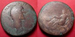 Ancient Coins - ANTONINUS PIUS AE sestertius. TIBERIS, Tiber, crowned with reeds, reclining.