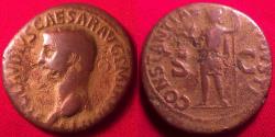 Ancient Coins - CLAUDIUS AE as. Constantia standing, holding spear. Gilded/gold washed, interesting.