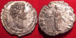 Ancient Coins - MARCUS AURELIUS CAESAR AR silver denarius. Clementia standing