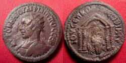 Ancient Coins - PHILIP II AE 26mm. Nisibis, Mesopotamia. Tyche in tetrastyle temple.