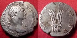 Ancient Coins - TRAJAN AR silver tridrachm. Bostra, Arabia, 113-114 AD. Bundle of six ears of grain
