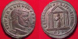 Ancient Coins - MAXENTIUS AE large follis. Carthage mint. CONSERVATORES KART SVAE, Carthage standing in hexastyle temple. Scarce