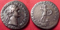 Ancient Coins - DOMITIAN AR silver denarius. Rome, 87 AD, Minerva on prow, owl at her feet.