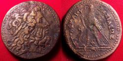 Ancient Coins - PTOLEMY III EUERGETES 34mm triobol. Eagle standing, Chi-Ro between legs.