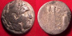 Ancient Coins - KALLATIS, MOESIA AR silver drachm. Herakles in lion skin headdress / Grain ear, club & bowcase.
