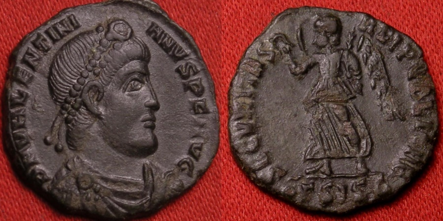 VALENTINIAN I AE3. Siscia mint. SECVRITAS REIPVBLICAE, Victory