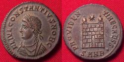 Ancient Coins - CONSTANTIUS II CAESAR silvered follis. The city gates of Heraclea. Heraclea mint.