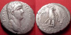Ancient Coins - NERO AR silver tetradrachm. 62-63 AD. Eagle on thunderbolt.