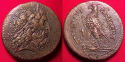 Ancient Coins - PTOLEMY III EUERGETES 34mm triobol. Eagle standing, Chi-Ro between legs.