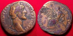 Ancient Coins - ANTONINUS PIUS AE sestertius. Securitas seated left on chair of crossed cornucopiae