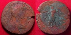 Ancient Coins - COMMODUS CAESAR AE sestertius. Jupiter standing, holding scepter & thunderbolt, tiny Commodus at his feet.