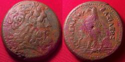 Ancient Coins - PTOLEMY III EUERGETES 35mm triobol. Eagle standing, Chi-Ro between legs.