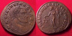 Ancient Coins - MAXIMINUS II CAESAR AE large follis. Rome. Moneta standing, holding scales.