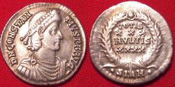 Ancient Coins - CONSTANTIUS II AR siliqua. Sirmium. Vows in wreath. Large 21mm flan
