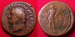 Ancient Coins - TITUS AUGUSTUS AE as. GENIO P R, Genius sacrificing over altar
