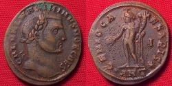 Ancient Coins - MAXIMINUS II CAESAR AE follis. Antioch, 309 AD. Genius standing.
