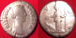 Ancient Coins - CRISPINA AR silver denarius. IVNO, Juno standing, peacock at her feet.