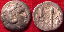 Ancient Coins - KALLATIS, MOESIA AR silver hemidrachm. 3rd-2nd century BC. Herakles / Grain ear, club & bowcase. Scarce.