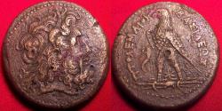 Ancient Coins - PTOLEMY III EUERGETES 35mm triobol. Eagle standing, Chi-Ro between legs.