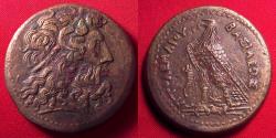 Ancient Coins - PTOLEMY III EUERGETES 35mm triobol. Eagle standing, Chi-Ro between legs.