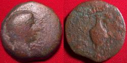 Ancient Coins - AUGUSTUS AE obol / 20 drachmae. Alexandria. Sacrificial implements. Very scarce.