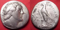 Ancient Coins - PTOLEMY II PHILADELPHOS AR silver tetradrachm. Mint 10 on Cyprus (Arsinoeia?). Eagle on thunderbolt.