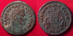 Ancient Coins - DIVUS CONSTANTIUS CHLORUS AE follis. Londinium, under Constantine I, 307-308 AD. MEMORIA FELIX, garlanded altar, eagles beside.