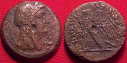 Ancient Coins - PTOLEMY V EPIPHANOS AE middle bronze. 204-180 BC. Wreathed Isis / Eagle on thunderbolt