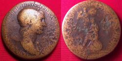 Ancient Coins - TRAJAN AE sestertius. Dacian captive seated on shield, trophy of arms behind. Scarce