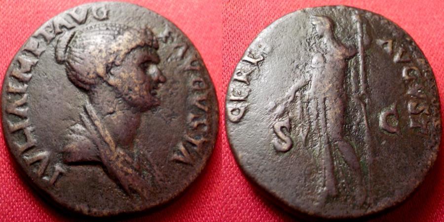 Ancient Coins - JULIA TITI AE dupondius. CERES standing, holding corn ears & long torch