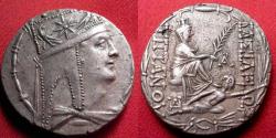 World Coins - TIGRANES II THE GREAT (Tigranos) AR silver tetradrachm. Tyche seated, river god Orontes below. Rare