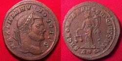 Ancient Coins - GALERIUS CAESAR AE large follis. Rome. Moneta standing, holding scales.