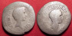 Ancient Coins - OCTAVIAN & LEPIDUS AR silver denarius. Italy, 42 BC. Dual portrait 'Triumviral' issue, Rare.