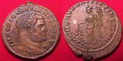 Ancient Coins - DIOCLETIAN AE large follis. Moneta standing, holding scales & cornucopia. Rome mint.