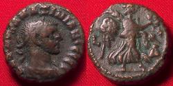 Ancient Coins - MAXIMIANUS AE Potin tetradrachm. Alexandria, Egypt, year 4. Nike advancing, holding palm & wreath.