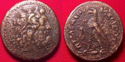 Ancient Coins - PTOLEMY III EUERGETES 35mm triobol. Eagle standing, Chi-Ro between legs.