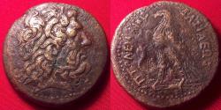 Ancient Coins - PTOLEMY III EUERGETES 35mm triobol. Eagle standing, Chi-Ro between legs.