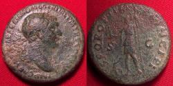 Ancient Coins - TRAJAN AE as. Roma standing left, holding Victory & spear, captive kneeling at her feet.