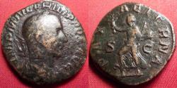 Ancient Coins - PHILIP I THE ARAB AE sestertius. PAX AETERNA, Pax running left, holding branch& scepter.