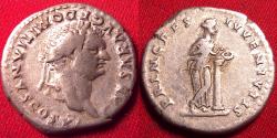 Ancient Coins - DOMITIAN, as Caesar under Vespasian, AR silver denarius. Prince of the Youth, Salus leaning on column