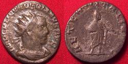 Ancient Coins - VALERIAN I AR antoninianus. Viminacium. Saturn standing, veiled, holding scythe. Very scarce