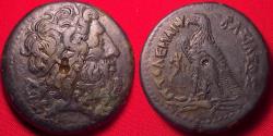 Ancient Coins - PTOLEMY III EUERGETES 33mm triobol. Eagle standing, Chi-Ro between legs.